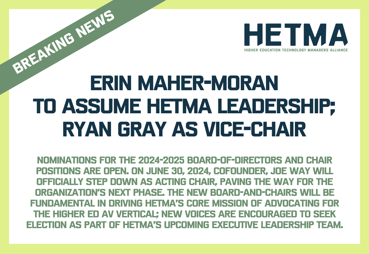 Erin Maher-Moran to Assume HETMA Leadership Ryan Gray as Vice-Chair