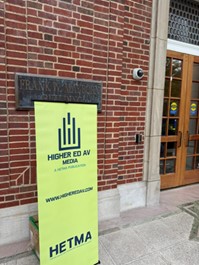Higher Ed AV Banner outside Mayborn at Vanderbilt