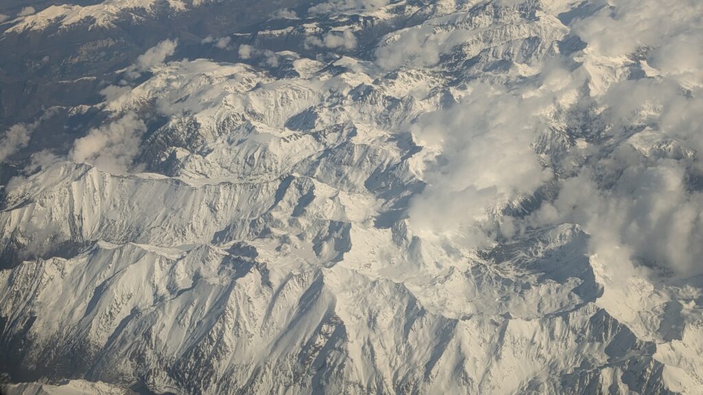 View of Pyrenees from air