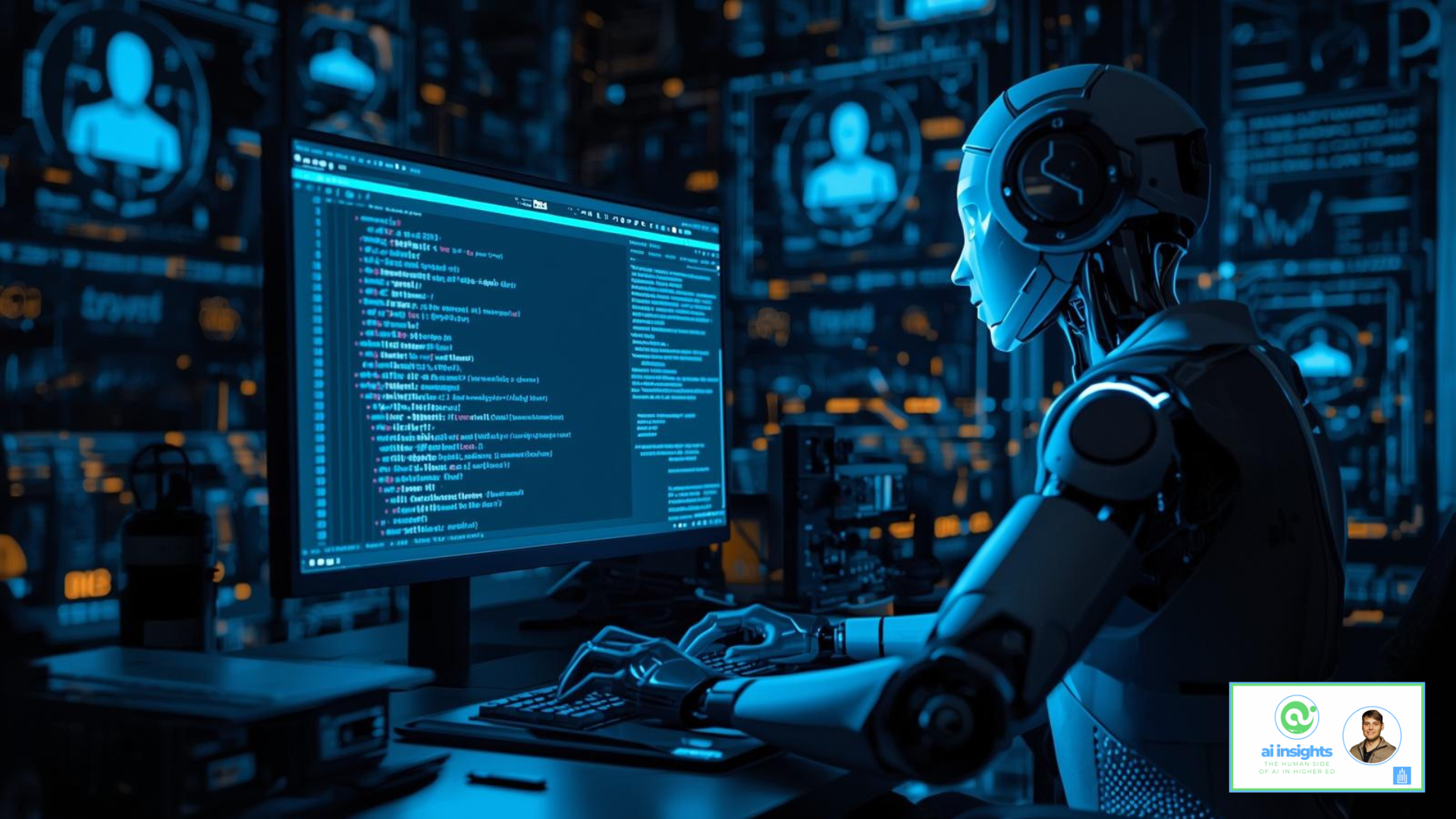 A robot doing programming