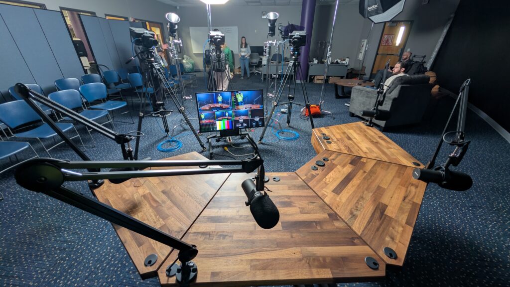 Podcast space with cameras