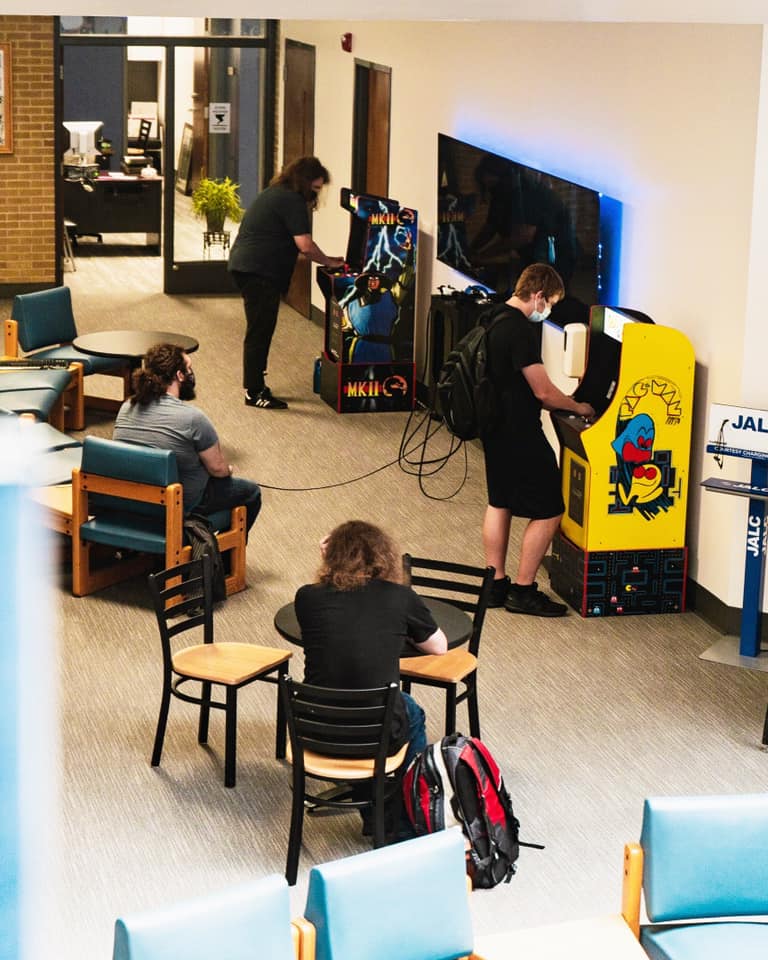 Students playing video games