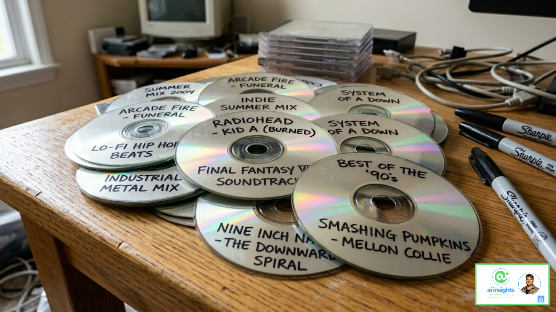 Pile of CD-Rs with Sharpie