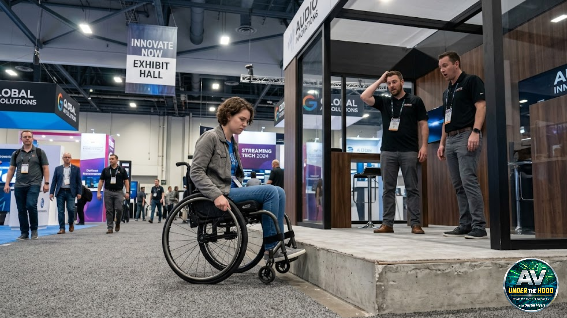 Wheelchair user unable to access booth