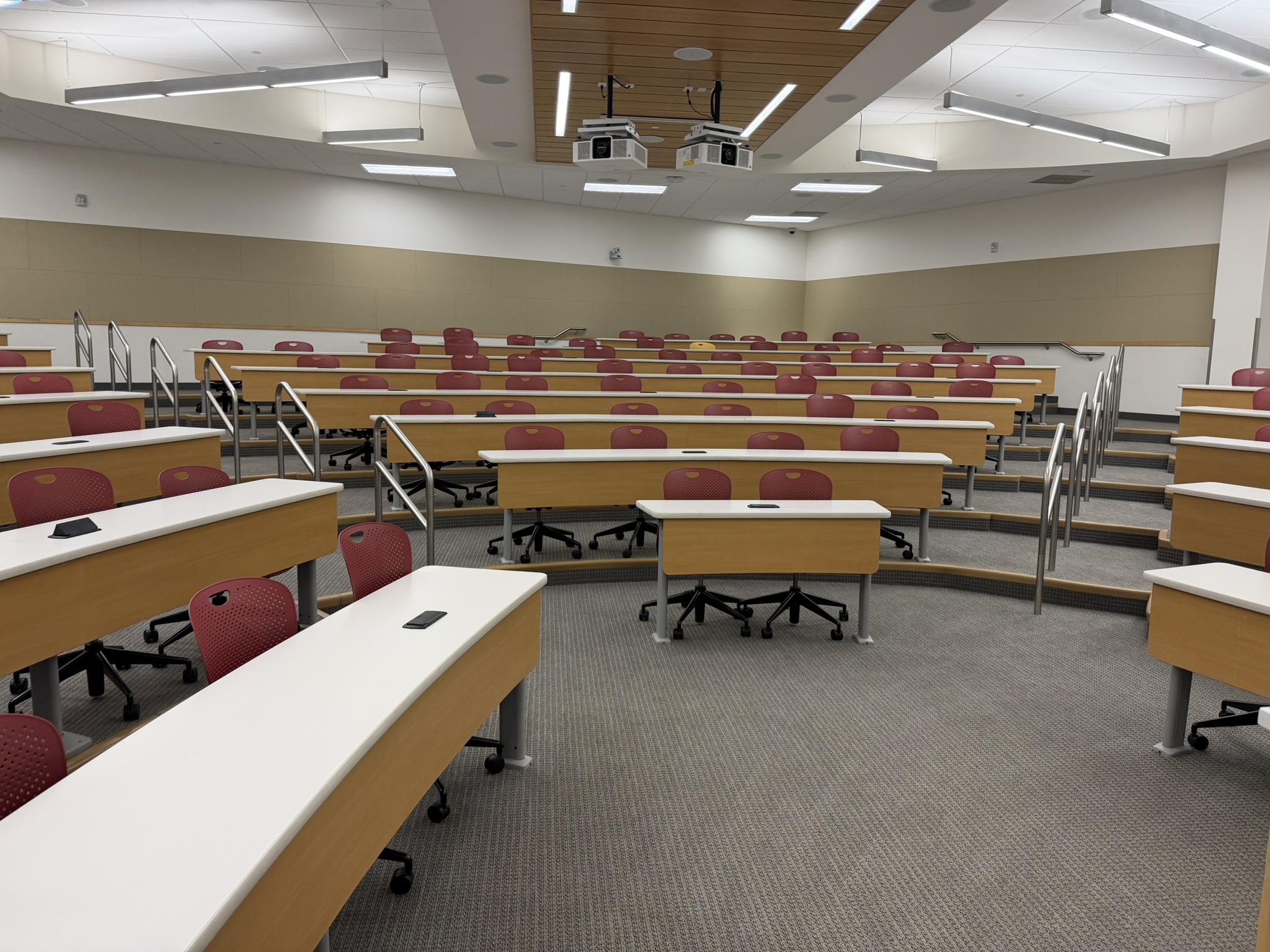 Tiered seats and two projectors