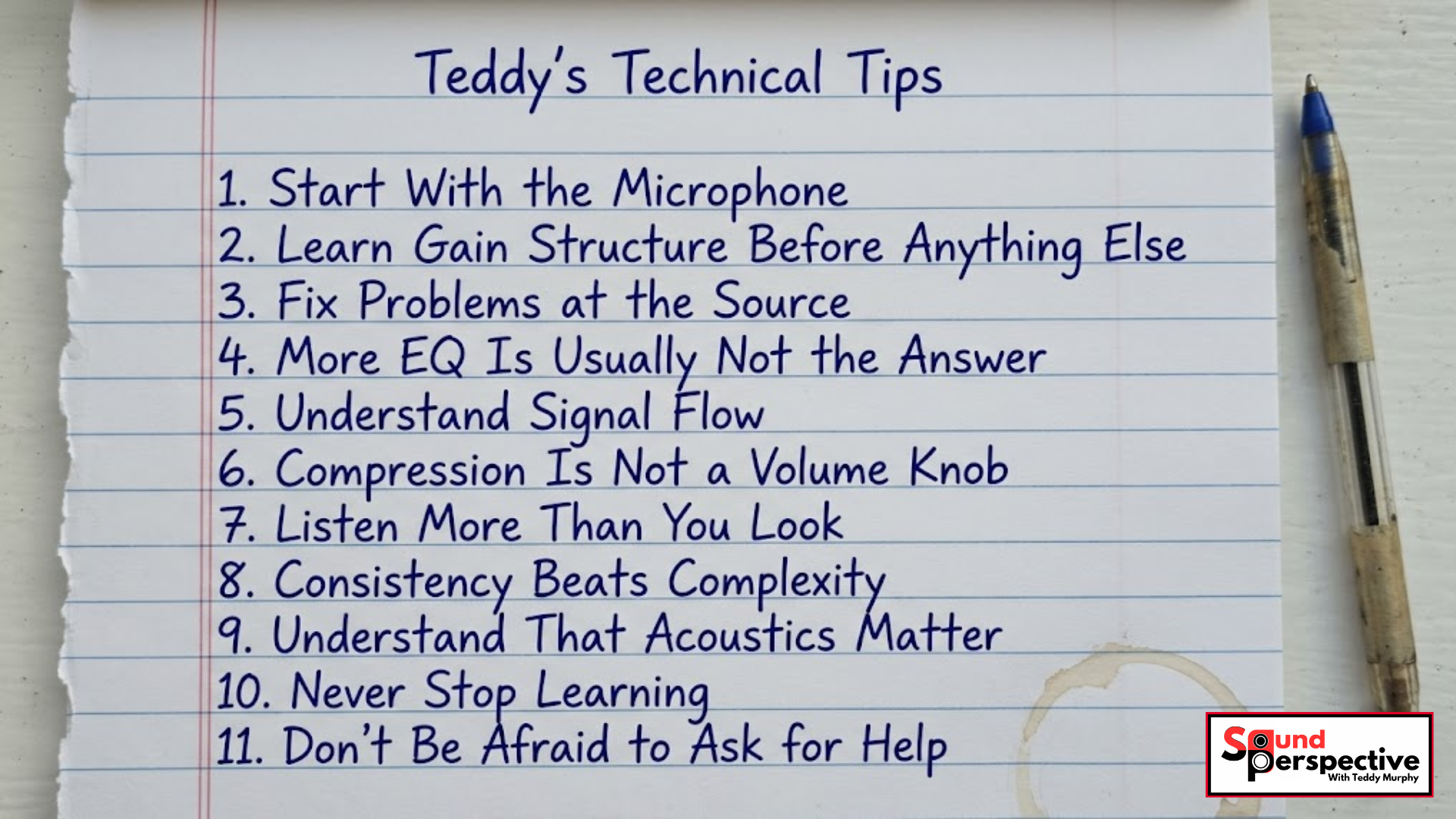 Teddy's Tips - Sound Perspectives