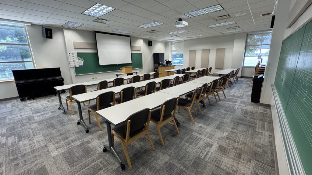 Classroom with projector screen