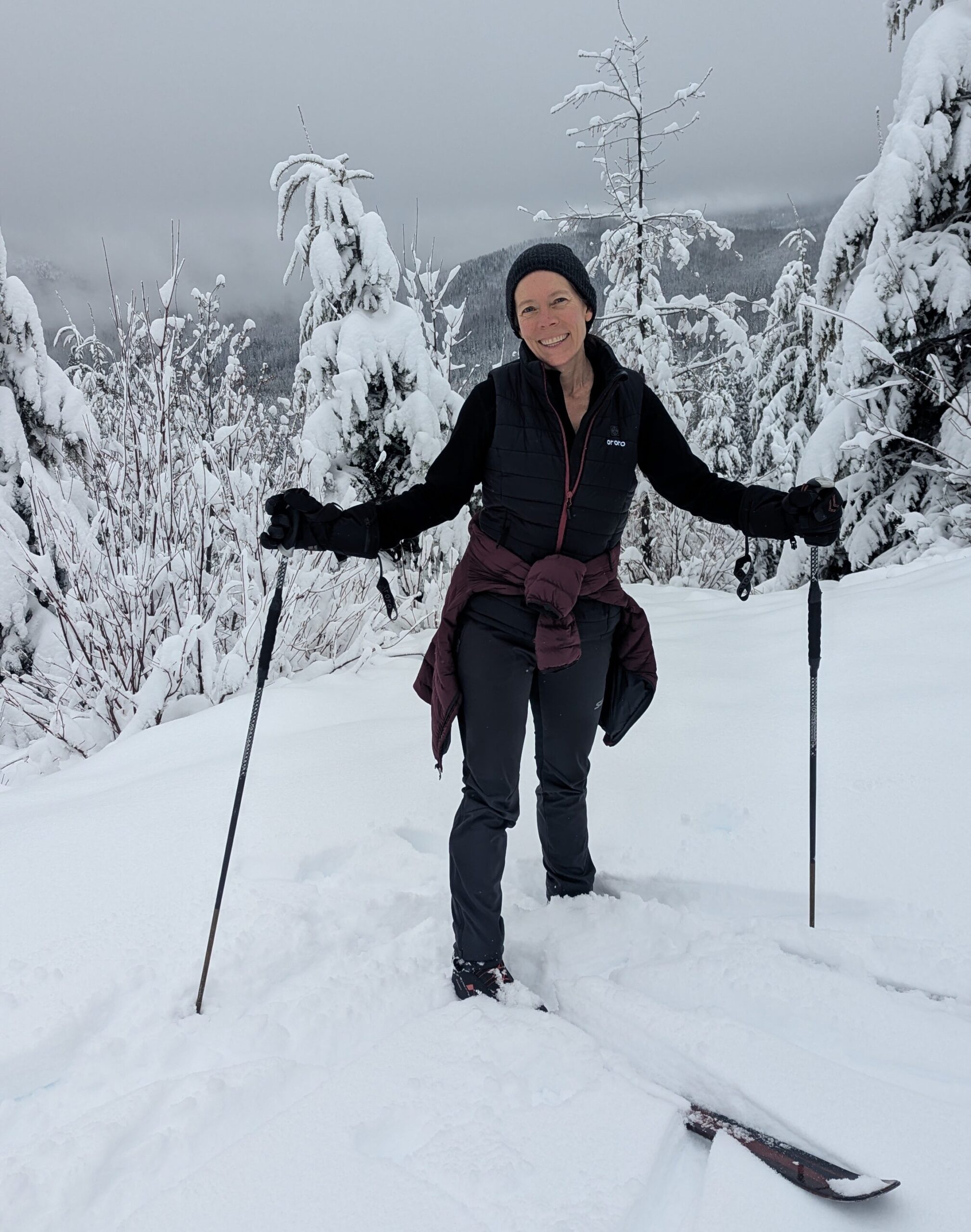 Cass w/ trekking poles
